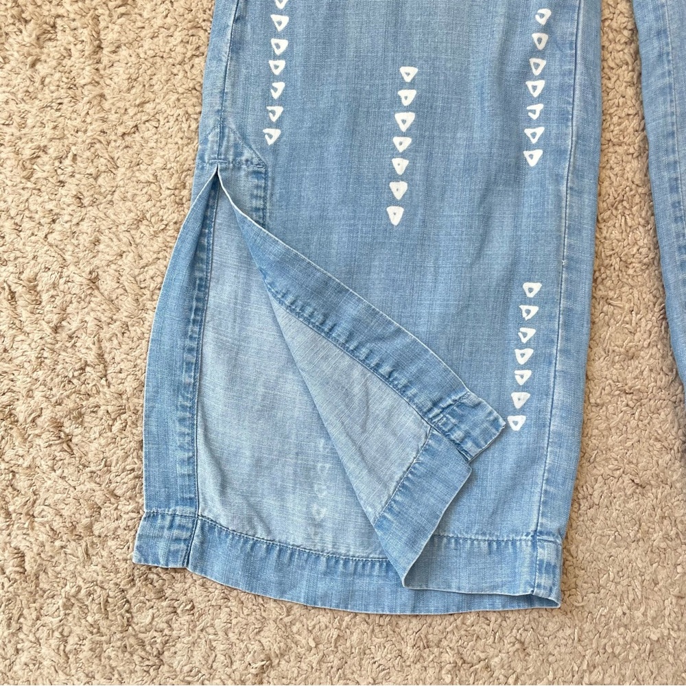 Anthropologie Cloth & Stone Chambray Wide-Leg Split Hem Pull-On Pants Size Small - Picture 8 of 16